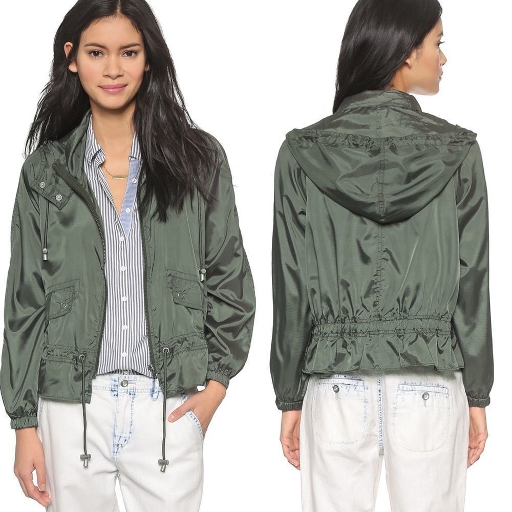 FREE PEOPLE Sz Md Green Nylon Tech Parachute Jacket